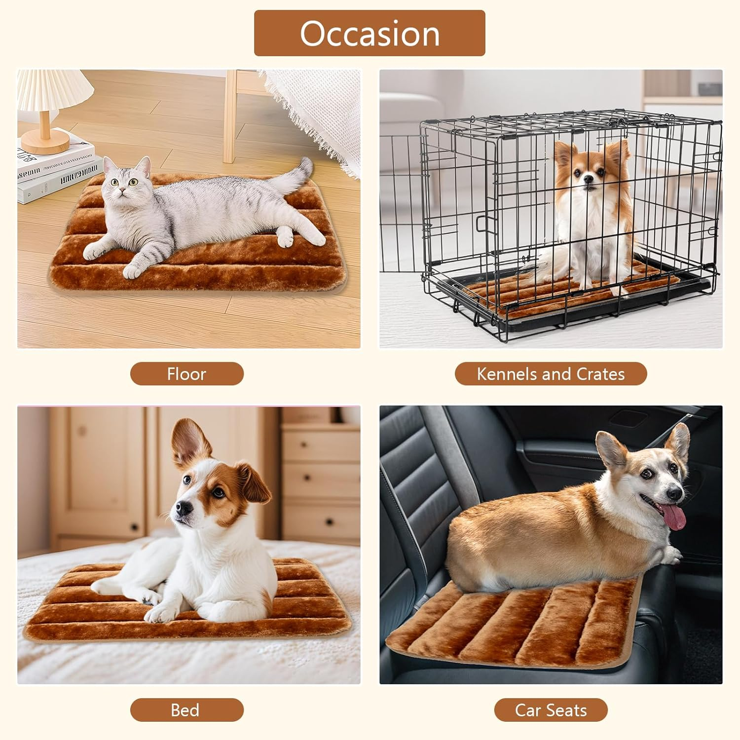 NACOCO Self Warming Cat Mat - Soft Winter Pet Pad Portable Dog Sleeping Bed Machine Washable for Cat Kitten and Puppy Lightweight (Large) image number 2