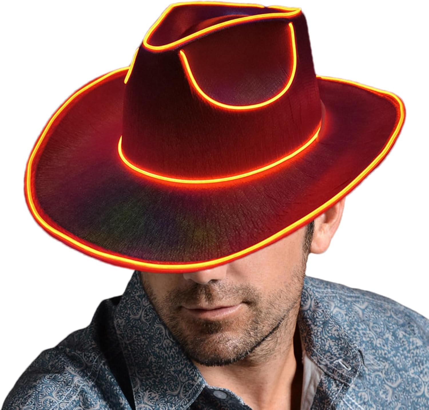 LED Light up Hat, LED Cowboy Hat, Battery Operated Party Sparkly Cowboy Cap, Disco Western Costume Accessories image number 4