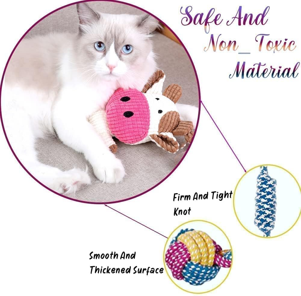 Puppy Toys Gift Set for Small Dogs, 7 Pack Small Dog Toys Cat Toys, Cute Squeaky Dog Toys, Durable Puppy Teething Toys,Puppy Chew Toys, Non-Toxic and Safe for Dogs and Cats (7 PCS Dog Style) image number 4