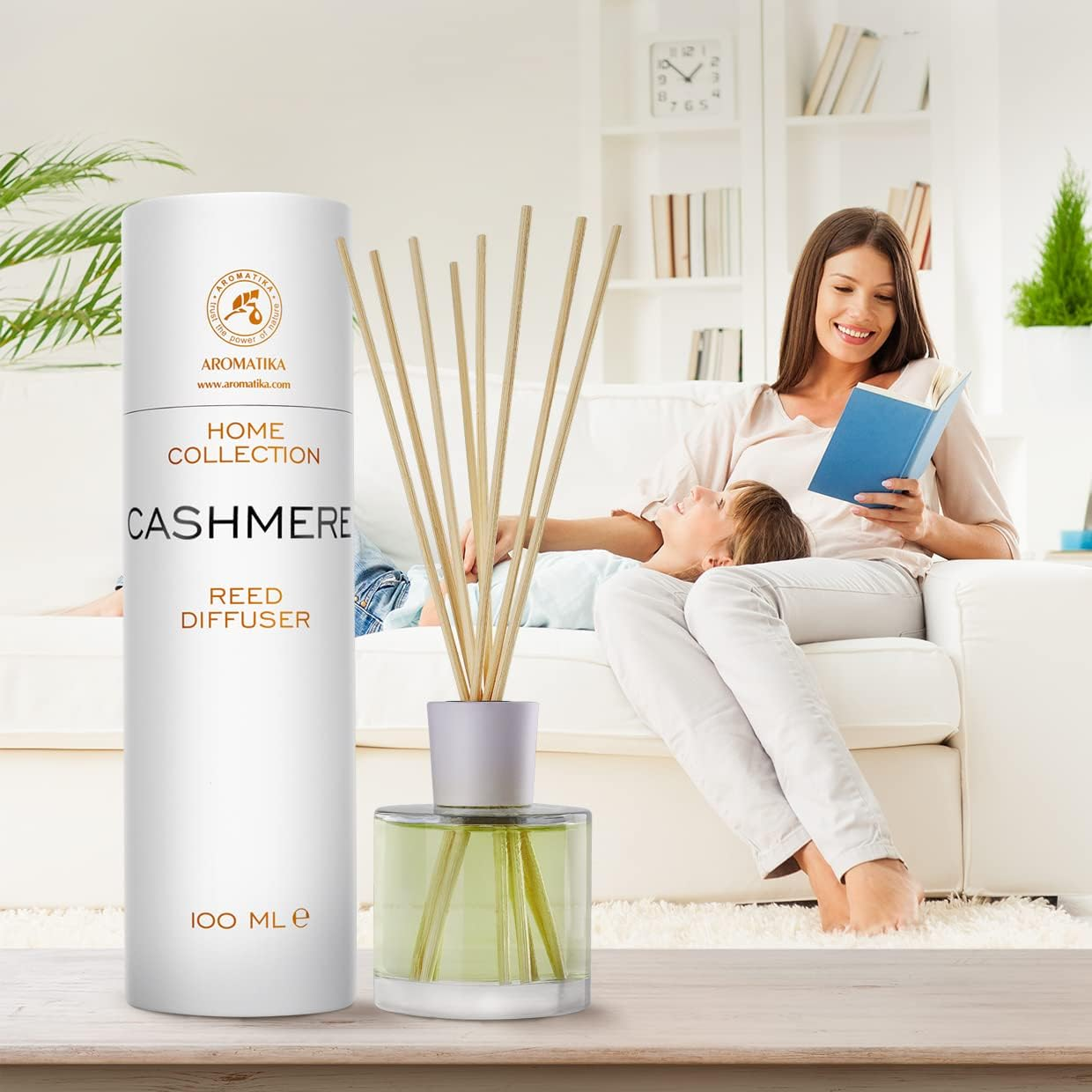 Reed Diffuser Cashmere 3.4 Fl Oz - Room Diffuser - Scented Diffusers with Bamboo Sticks - Home Fragrance - Air Freshener - Warm Scent - Fragrance for Living Room image number 4