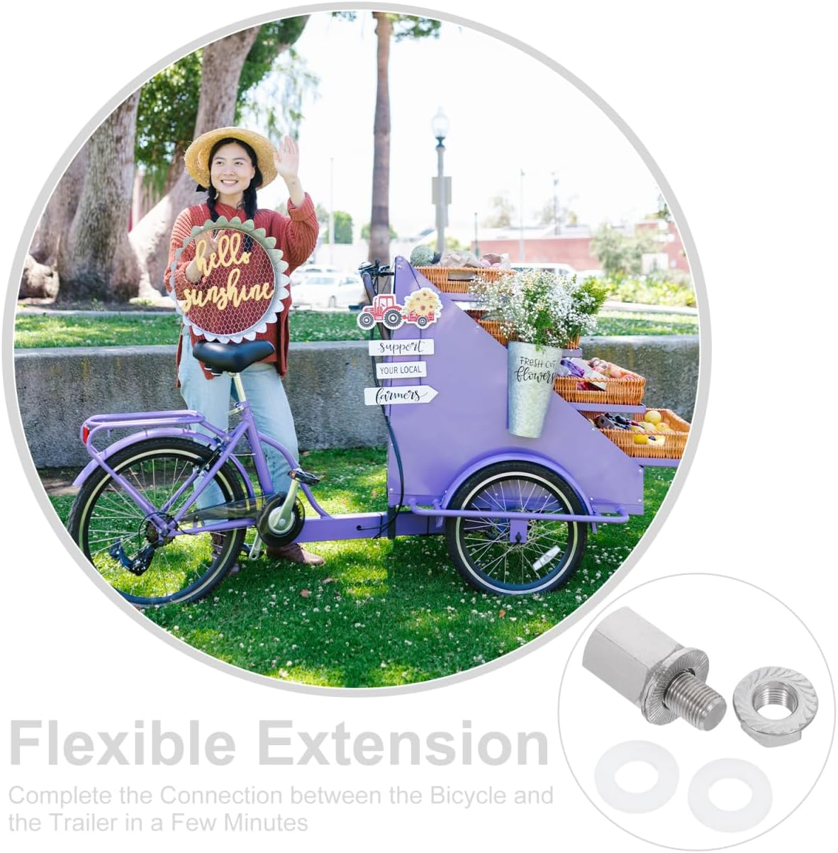 POPETPOP Bike Trailer Hitch Coupler Bicycle Trailer Attachment Adapter Heavy-Duty Extension Screw for Family Outdoor Pets Boy Girl image number 5