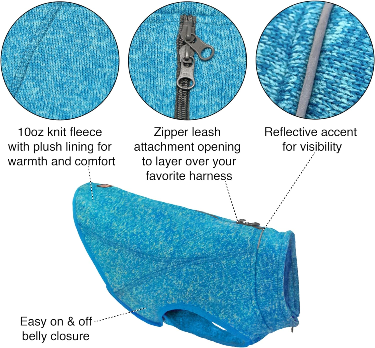 Kurgo Core Dog Sweater, Knit Dog Sweater with Fleece Lining, Cold Weather Pet Jacket, Zipper Opening for Harness, Adjustable Neck, Year-Round Sweater for Medium Dogs (Heather Black, Medium) image number 5