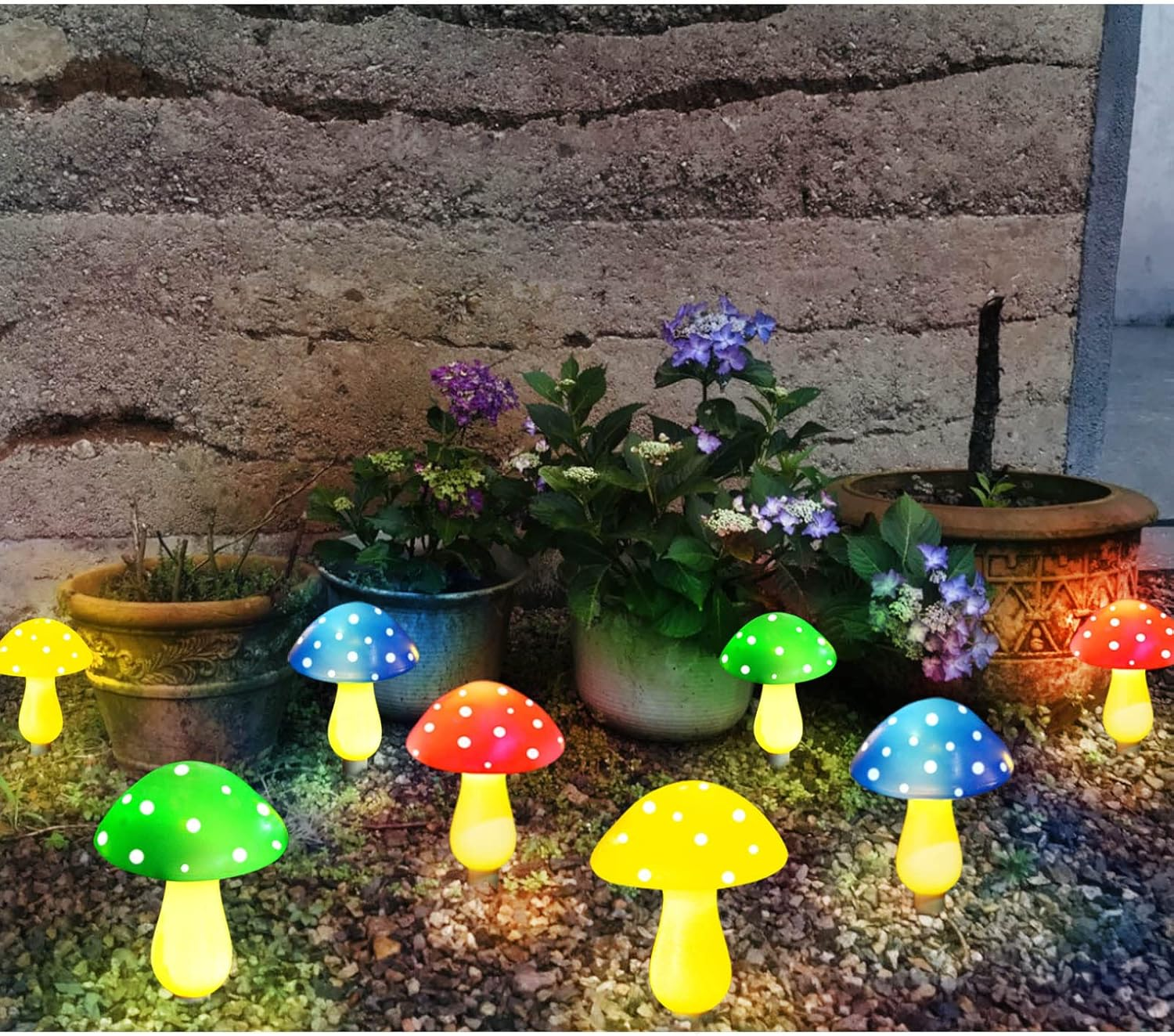 Homeleo Upgraded 8-Pack Solar Mushroom Lights for Outdoor Yard Decor, Waterproof Multi-Colored Garden Mushroom Lamp, Solar LED Fairy Lights for Backyard, Thanksgiving, Christmas, Halloween Decorations - Multi-Colored image number 1