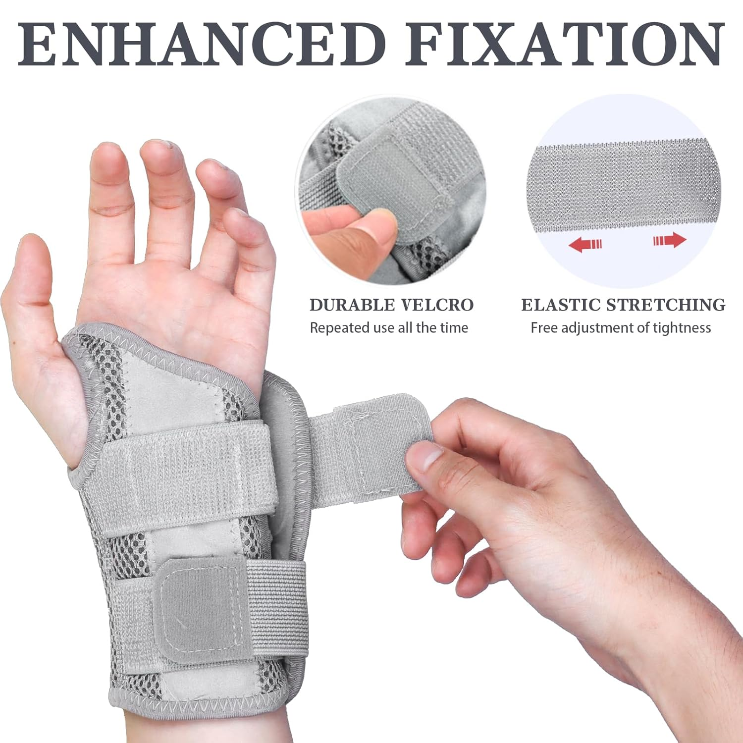 Carpal Tunnel Wrist Brace Adjustable Wrist Supports Brace with 2 Straps for Men and Women Breathable Wrist Support Splint for Pain Relief Tendonitis Arthritis Sprains image number 4