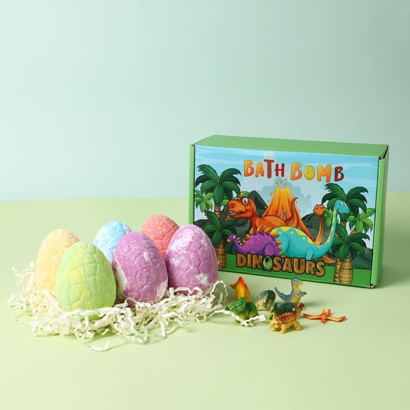 (6 Pack) Big Dino Bath Bombs with Surprise Toys - Best Giftset - Dinosaur Egg Shaped, Party Set for Bubble Bath, Bath Fizzes with Bath Salt, Gift Hamper for Kids, Women, Men, Parents. Handmade Bathbomb image number 6
