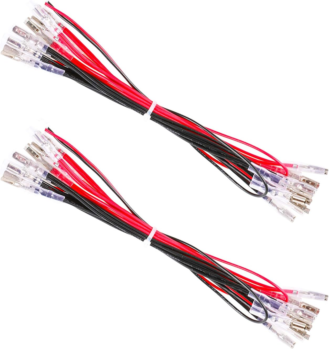 Guwarry 2 Pcs LED Power Cable Daisy Chain JST XH2.54 2Pin Plug to 0.110 Inch /2.8Mm Terminals Jumper Wire Harness Lighted up 20 LED Arcade Buttons for Arcade USB Encoder, MAME, Arcade1Up, Raspberry Pi image number 2