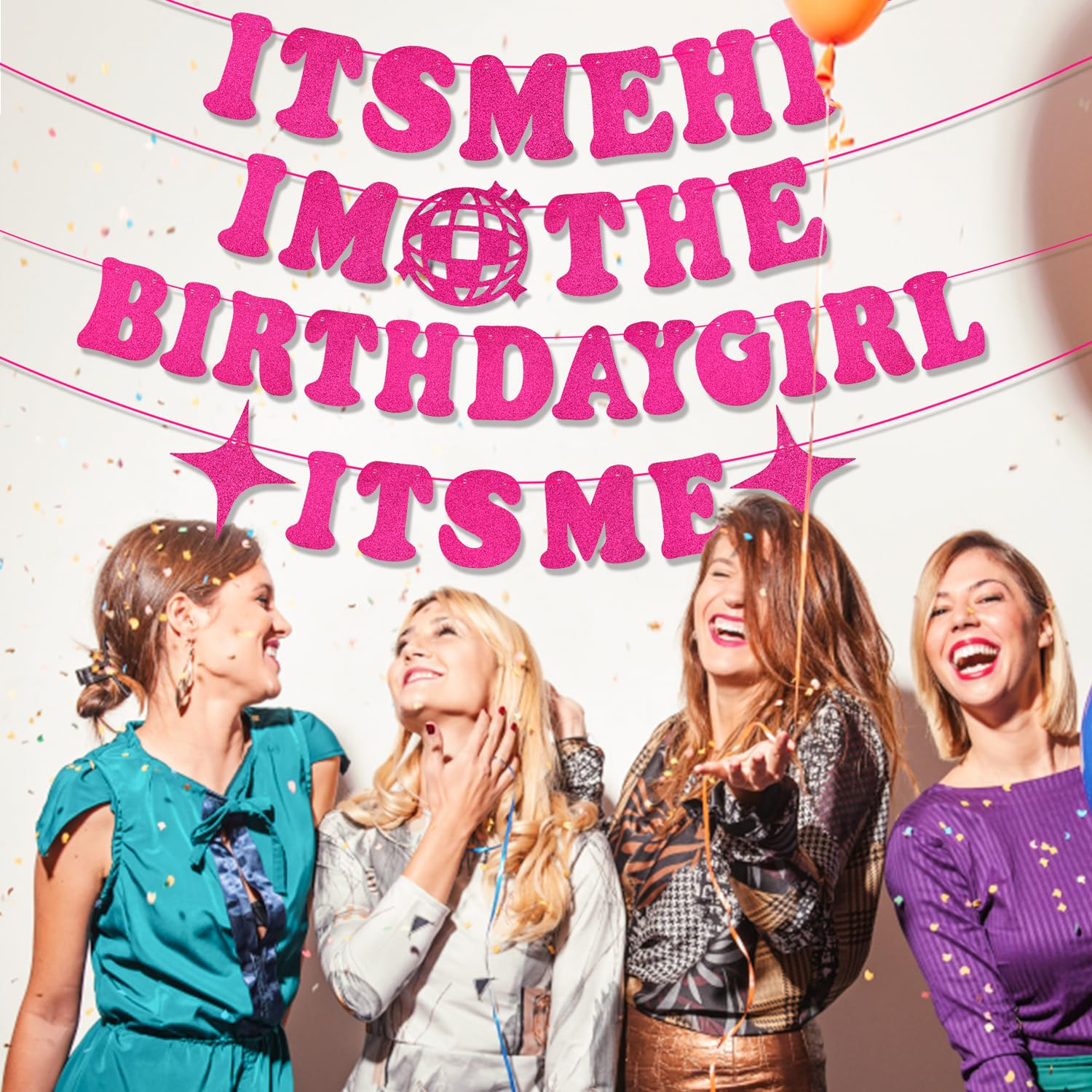 It'S Me Hi I'M the Birthday Girl It'S Me Banner, Funny Birthday Party Banner Singer Party Garland Decorations Glitter (Pink) image number 4
