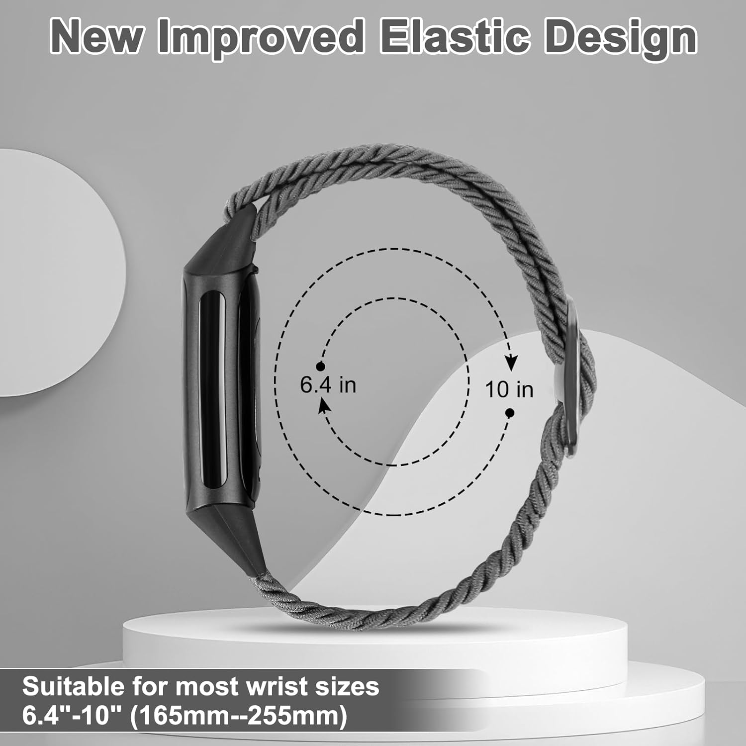 2 Pack - Relting Braided Bands Compatible with Fitbit Charge 6/Fitbit Charge 5, Adjustable Solo Loop Nylon Replacement Band for Women Men image number 3