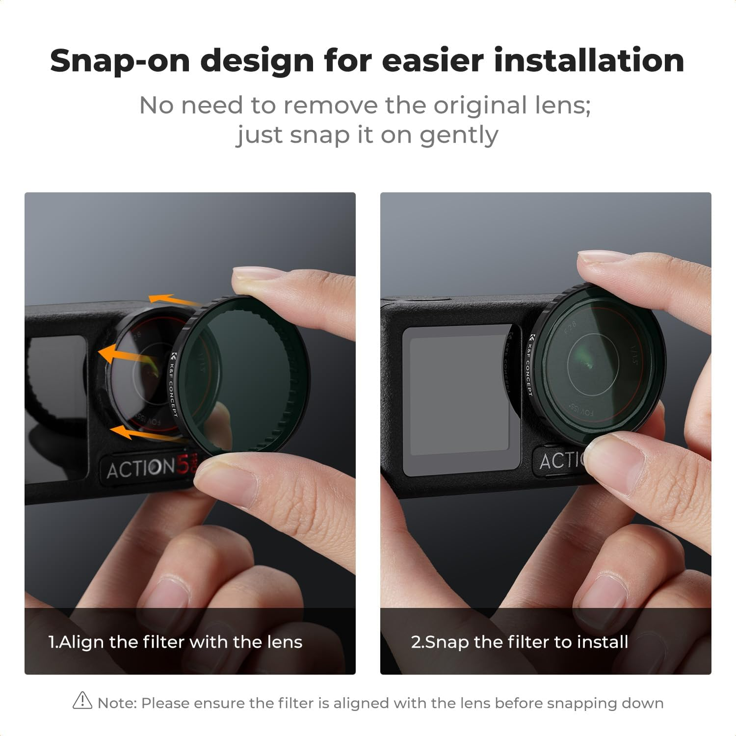 K&F Concept Push-In Fit CPL ND Filter Kit Compatible with DJI Osmo Action 5 Pro, 6 Pack CPL ND8 ND16 ND32 ND64 ND256 Polarizer Neutral Density Filter Set Multi Coated Waterproof image number 6