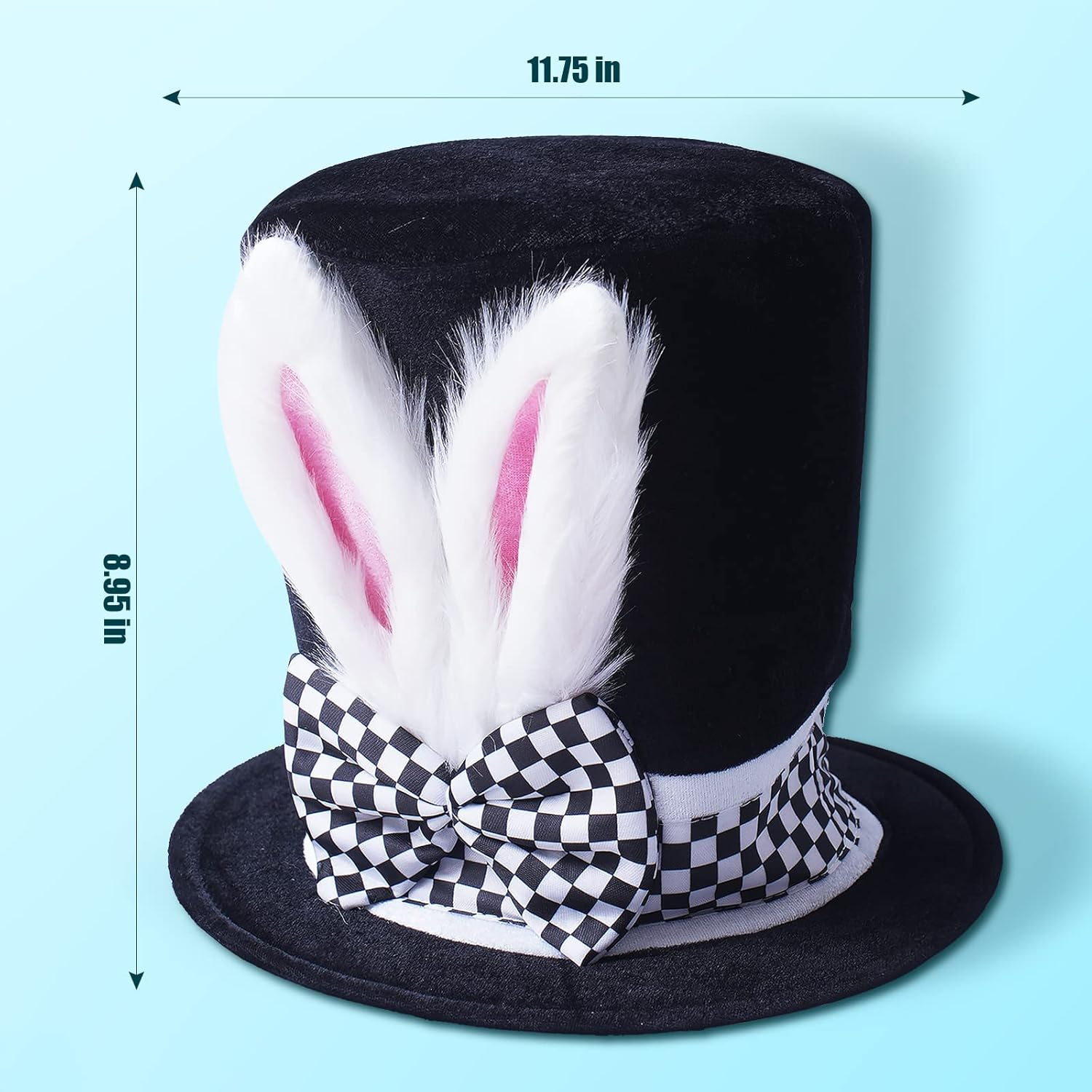 White Rabbit Costume Set Mad Hatter Costume Bunny Ear Top Hat Glasses Bow Tie Gloves for Easter Halloween Costume Accessories (4 Pieces, Multicolor)