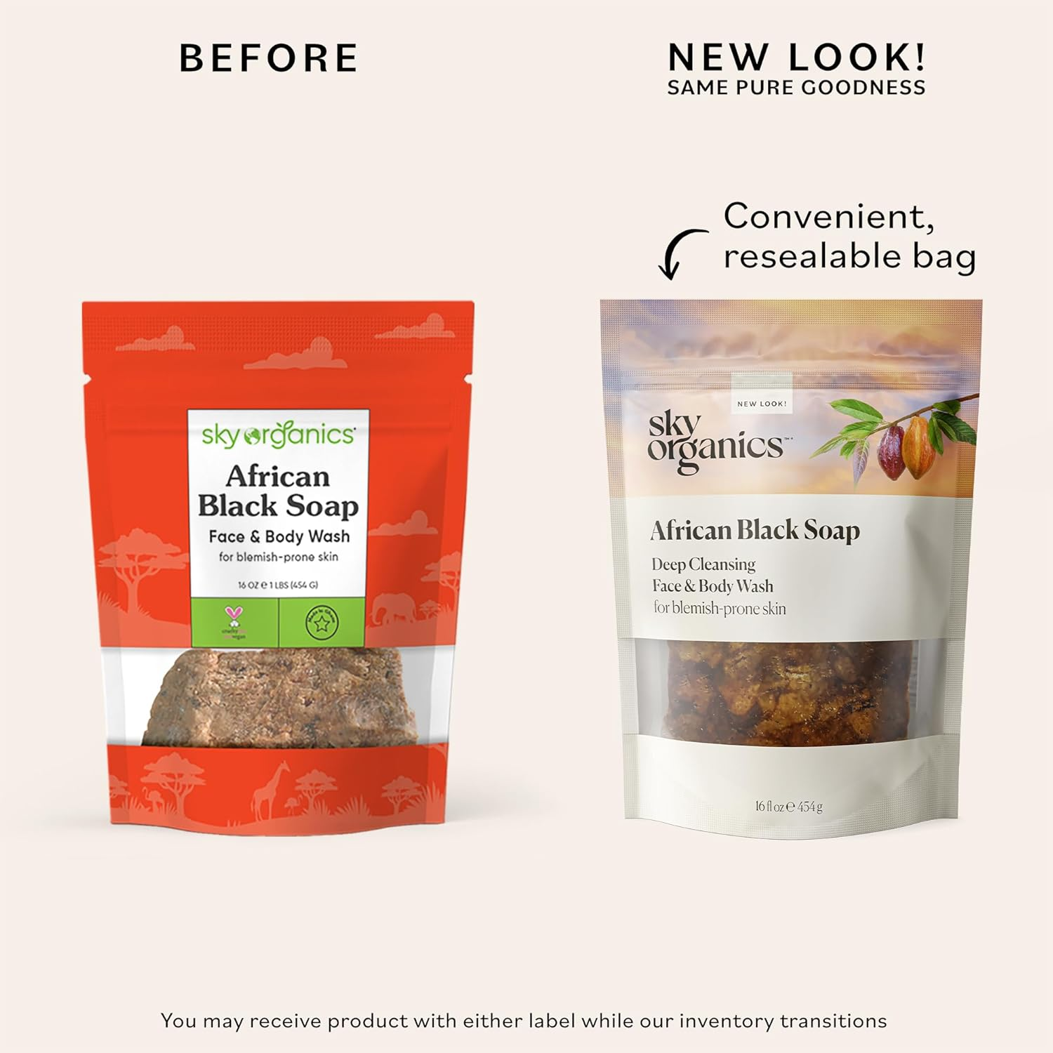 African Black Soap by Sky Organics I 1 Pack X 453 G I Raw Soap Ideal for Acne, Dry Skin, Face & Body Wash, Authentic Black Soap from Ghana with Cocoa, Shea Butter & Aloe image number 5