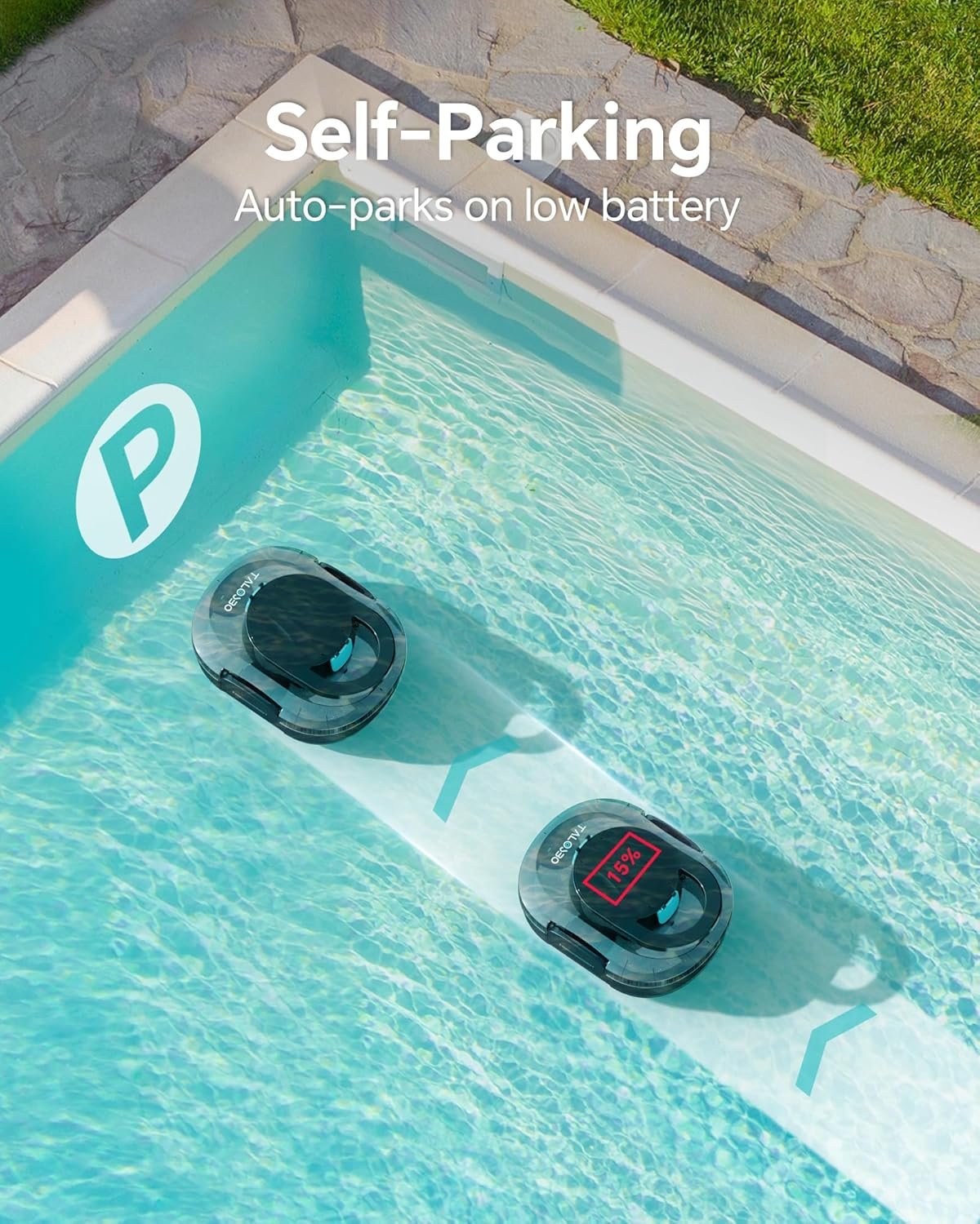 Pleco S1 Cordless Robotic Pool Cleaner with 75-80Mins Runtime, Small Pool Vacuum for Above-Ground Pools up to 60㎡, Lightweight, Auto-Parking, Black image number 3