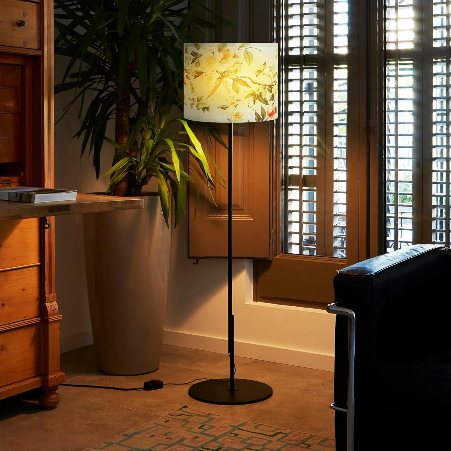 Lamp Shades Set of 2,Medium Fabric Lampshades for Table Lamps, Floor Lamps, 13" Top X 13" Bottom X 10" High (Spider Fitter) Hand Crafted Replacement Lampshades (Floral and Bird Print - 2Pcs) image number 4