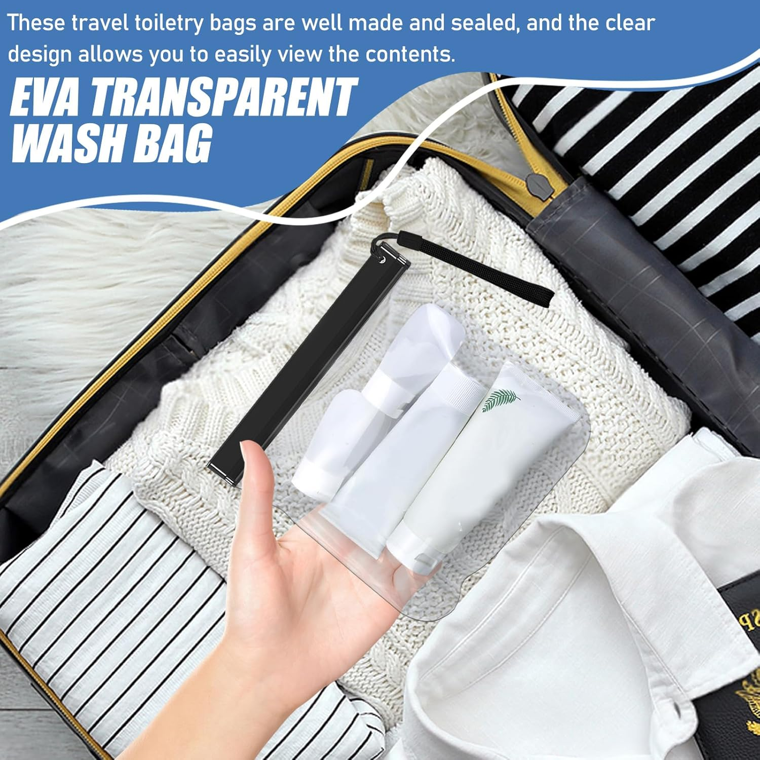 5 Pack Clear Travel Bags for Toiletries, YITOBA Portable Clear Toiletry Bag, Portable Size Waterproof Travel Pouches, Leak-Proof Plastic Pouch for Liquids and Cosmetics (5 Pcs) image number 6
