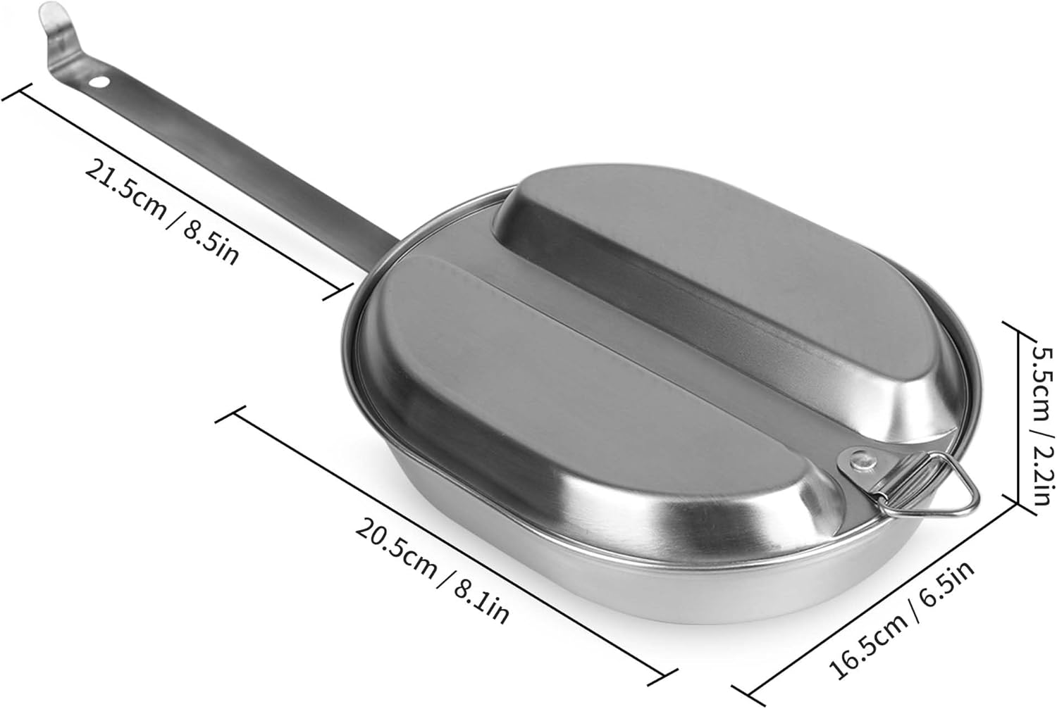 Goetland 304 Stainless Steel US Military Mess Kit Plate Set GI Type Outdoor Camping Hiking Picnic BBQ Beach - Mess Kit - No Utensils image number 4