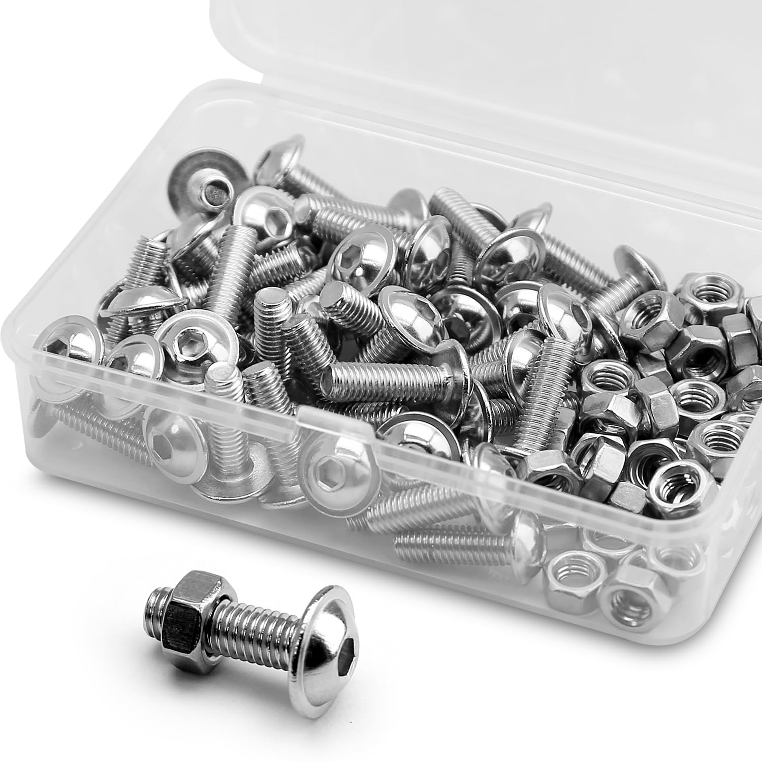 (50 Pcs) M5 X 16Mm Hex Socket Screws with Flange and Nuts Set 304 Stainless Steel Pan Head Screws image number 1