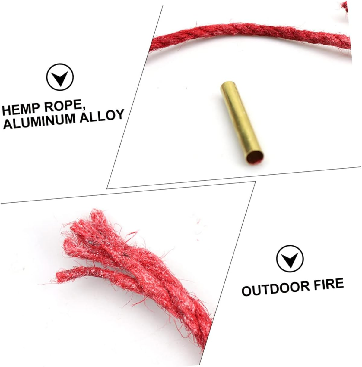 Outdoor Waxed Fire Rope with Aluminum Sleeve 3Pcs, Camping Emergency Fire Starter Wick Cord for Hiking and BBQ Survival image number 2