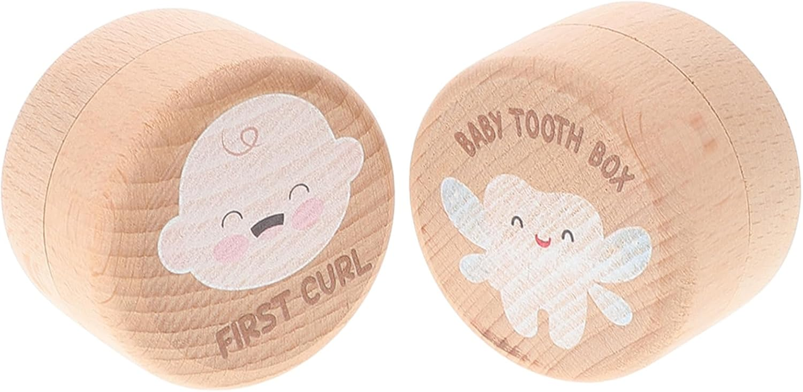 IMIKEYA 2Pcs Tooth Box Set Cute Wooden Keepsake Holder for Lost Teeth Storage for Boys Craftsmanship Organize image number 5