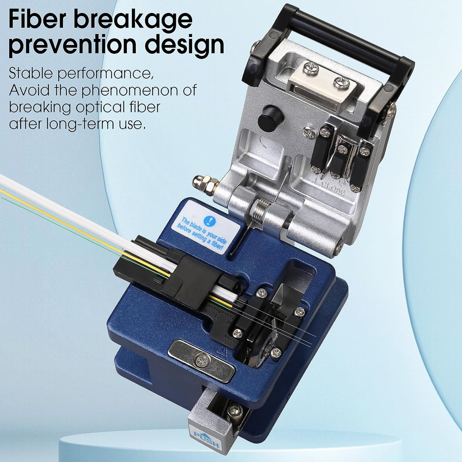 BAOSHLA 6S Optical Fiber Cleaver High Precision Stripping Tool Fiber Optic Cable Cutter Automatic Tool Return 16 Cutting Points 48000 Times Cold Joining Fiber Cutting Knife with 1Pcs Spare Blade