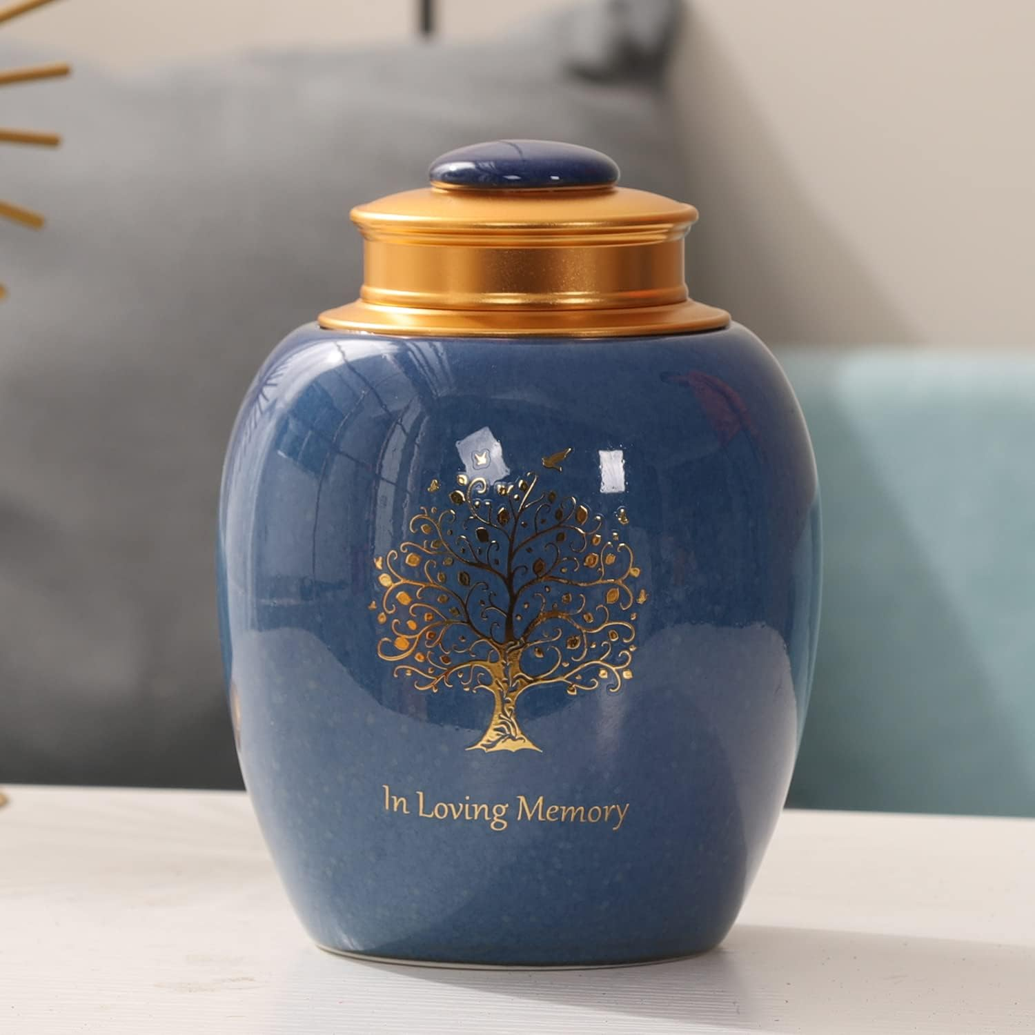 Medium Tree of Life Cremation Urn for Human Ashes - Beautiful Ceramic Keepsake - Holds 65 Cubic Inches of Human or Pet Remains image number 2