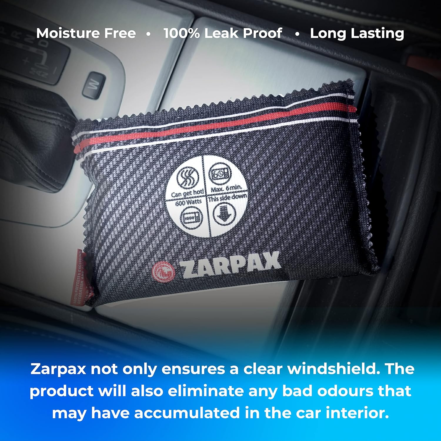 Zarpax Reusable Car Dehumidifier - Rechargeable Dehumidifier for Car, Trucks, and Rvs - Prevent Damp & Moisture on Windscreens with This Portable Moisture Absorber for Car - anti Fog Car Windshield image number 2
