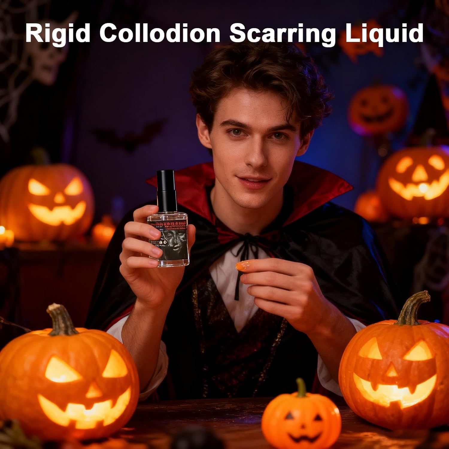 Rigid Collodion Scarring Liquid - 15Ml Halloween Scars Paint Liquid with Brush,Realistic Body Paint Makeups - for Face Skin Body Costume Cosplay Halloween Photography Party Performance Role Play image number 4