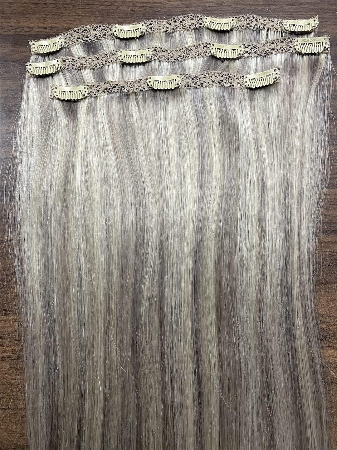 50 Grams Clip on Human Hair Extensions Ombre Color 3Pcs 100% Machine Remy Human Hair Hairpins Clip in Hair Extensions 1B 18 Inches 100 Gram 2 Set image number 2