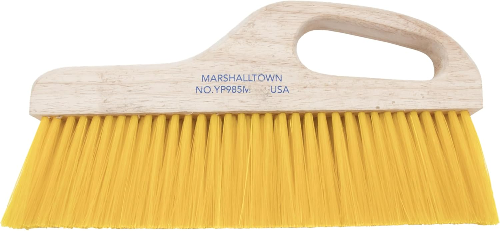 MARSHALLTOWN Handle Brush, Medium Yellow Polypropylene 3 Inch Bristles, Offset Handle for Comfort, Texturing Concrete in Curbs, Gutters, and Other Hard to Reach Areas, YP985M