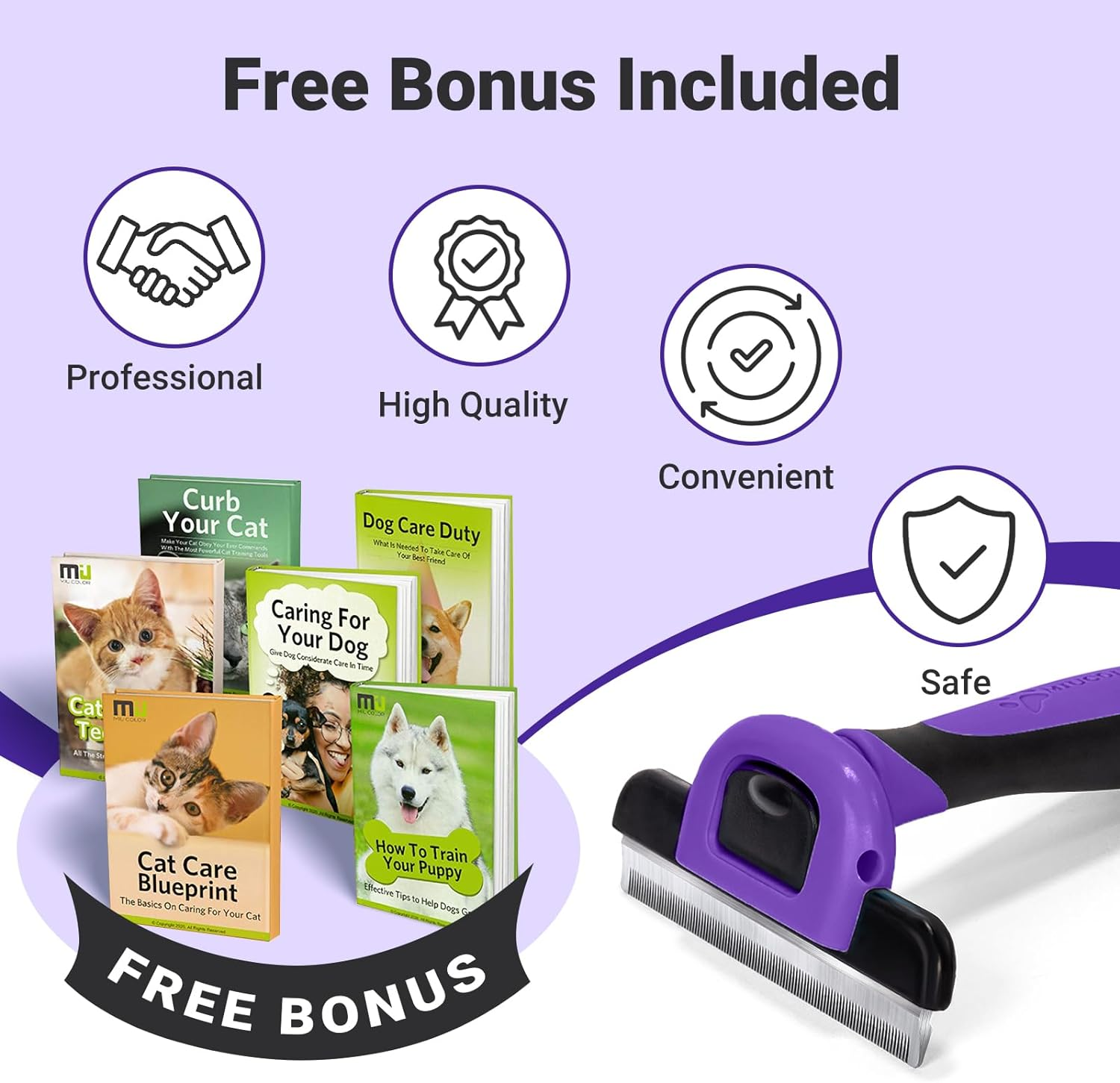 MIU COLOR Pet Grooming Brush, Deshedding Tool for Dogs & Cats, Effectively Reduces Shedding by up to 95% for Short Medium and Long Pet Hair, Purple image number 5