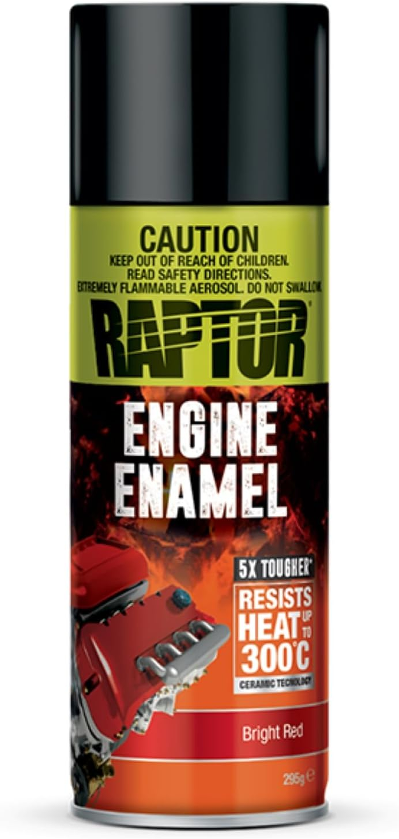 RAPTOR High Temp Engine Enamel, Heat Resistance up to 300&deg;C, Superior Corrosion Resistance, Excellent Adhesion, 5X Tougher than Ordinary Paint, 295G, Flat Black