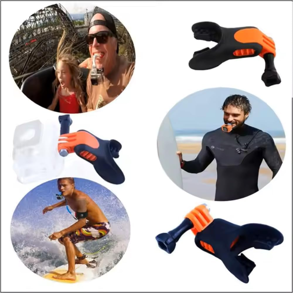 Azragon Gopro Accessories Mouth Mount for Gopro Hero 13/12/11/10/9 & DJI Osmo Action | Surfing, Skiing, Mountain Biking Mouth Bracket with Anti-Slip Design image number 4