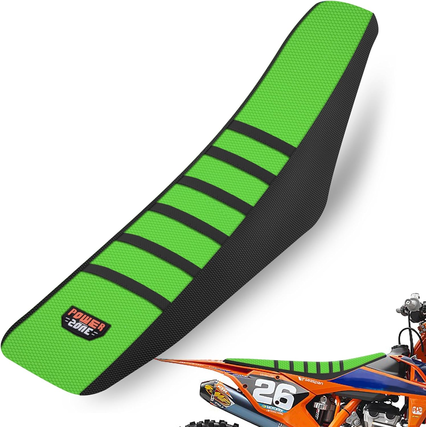 Universal Ribbed Dirt Bike Seat Cover - Gripper Soft Seat Cover for Most Dirt Pit Bike Motorcycle (White-Black)