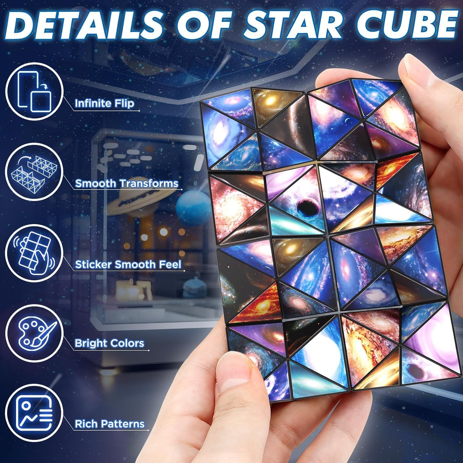 Infinity Cubes Toys for Kids Age 8-12 Birthday Presents for Girls Boys Autism Travel Magic Cube for Children Space Solar System Fidget Puzzles Smart Games Toy for 6 7 8 9 10 11 Year Old Boy Gifts image number 6