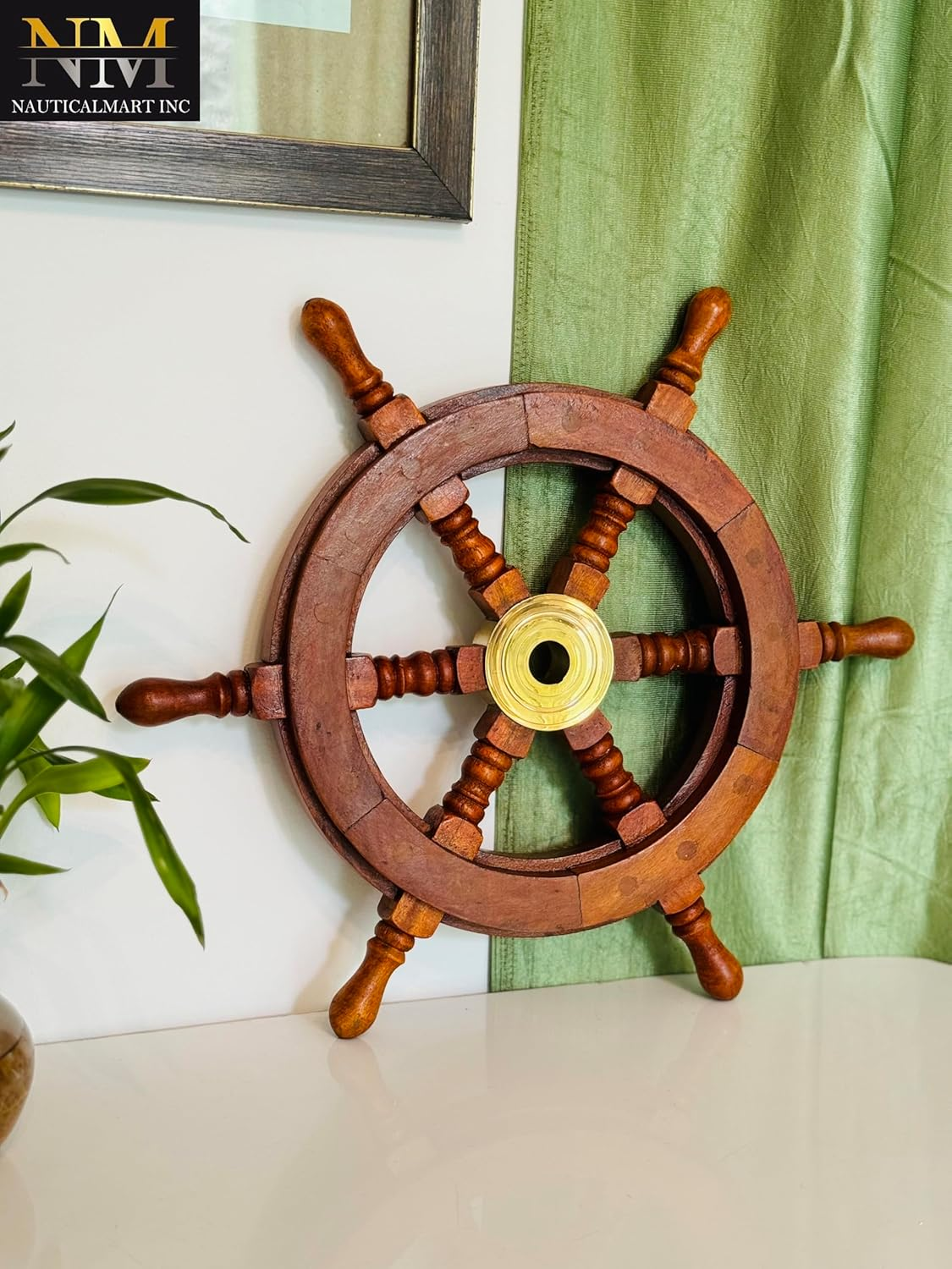 Sailors Special Handcrafted Wooden Ship Wheel 15" Classic Ship'S Steering Wheel Sailing Home Wall Mounting Decoration Accents Nautical Collectibles Decor image number 2