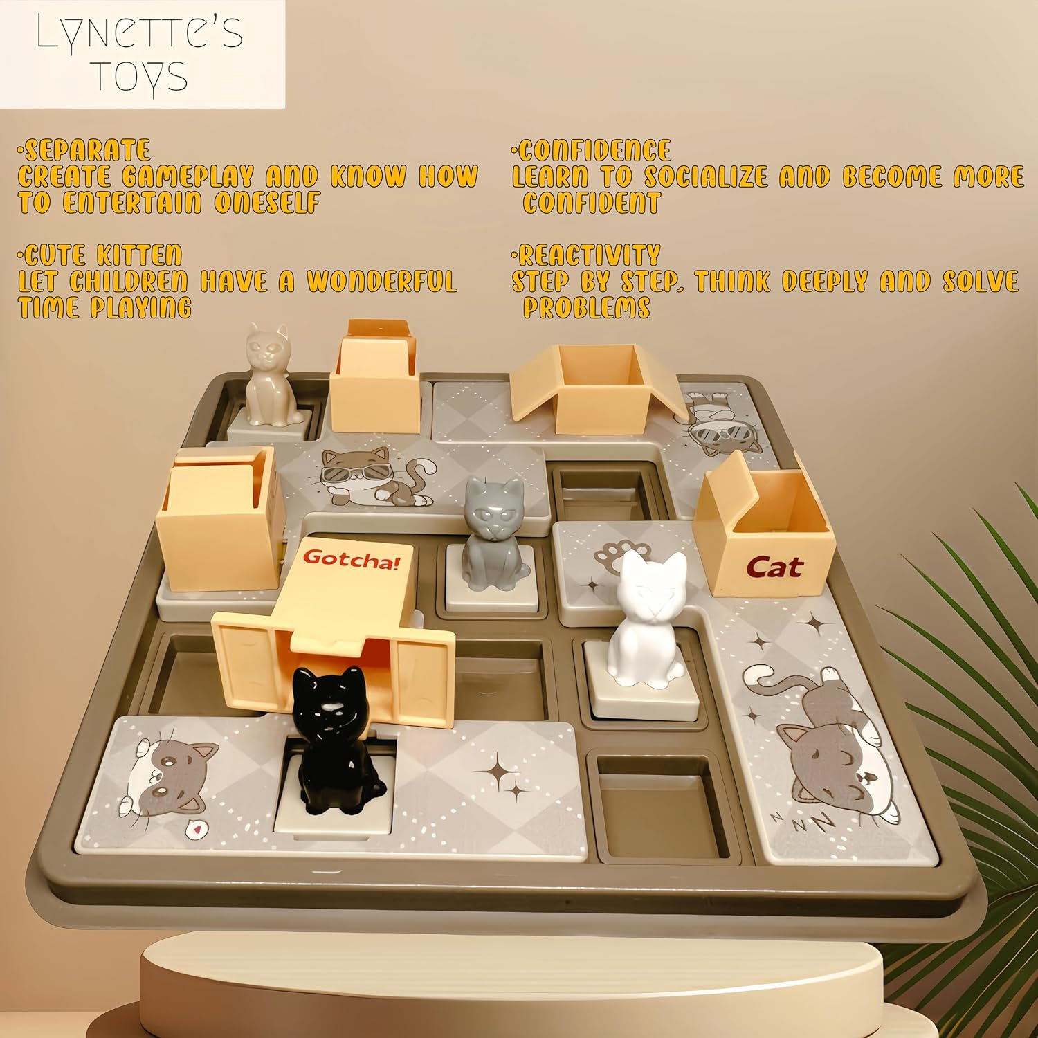 LYNETTE'S TOYS Catch the Cat Puzzle - Montessori Board Game, Educational Toy for Kids 6+ Years, IQ Toys, Developing Problem Solving Skill and Creative Thinking, Compact Travel Game (Purple) image number 4