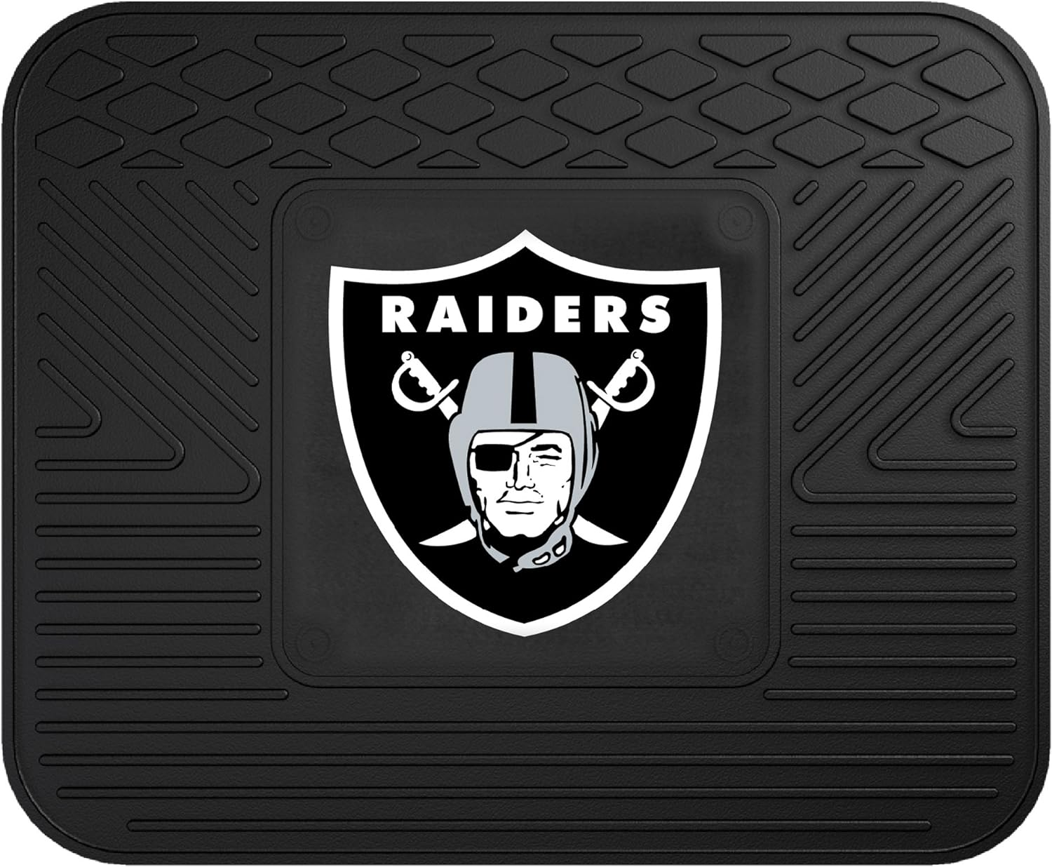 FANMATS 8774 Las Vegas Raiders 2-Piece Heavy Duty Vinyl Car Mat Set, Front Row Floor Mats, All Weather Protection, Universal Fit, Deep Resevoir Design image number 3