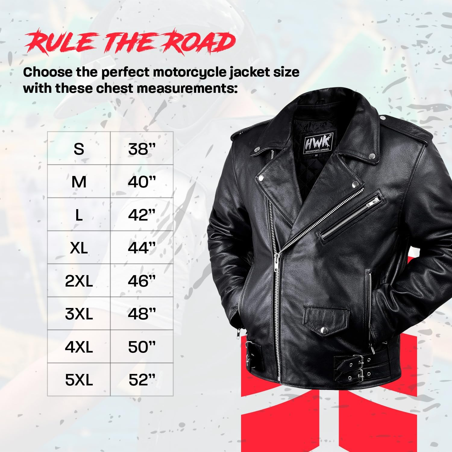 HWK Brando Leather Motorcycle Jacket for Men, Genuine Black Leather Jacket with Removable CE Armor for Motorbike Riding image number 1