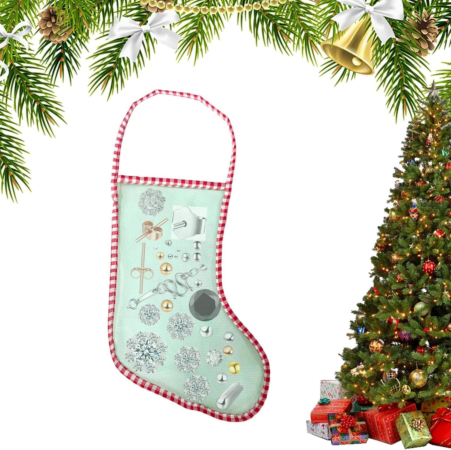 Mesh Christmas Stocking Bags | Mesh Winter Festival Stockings - Long Winter Festival Shampoo Bar Storage Pouches Tree Ornament image number 2