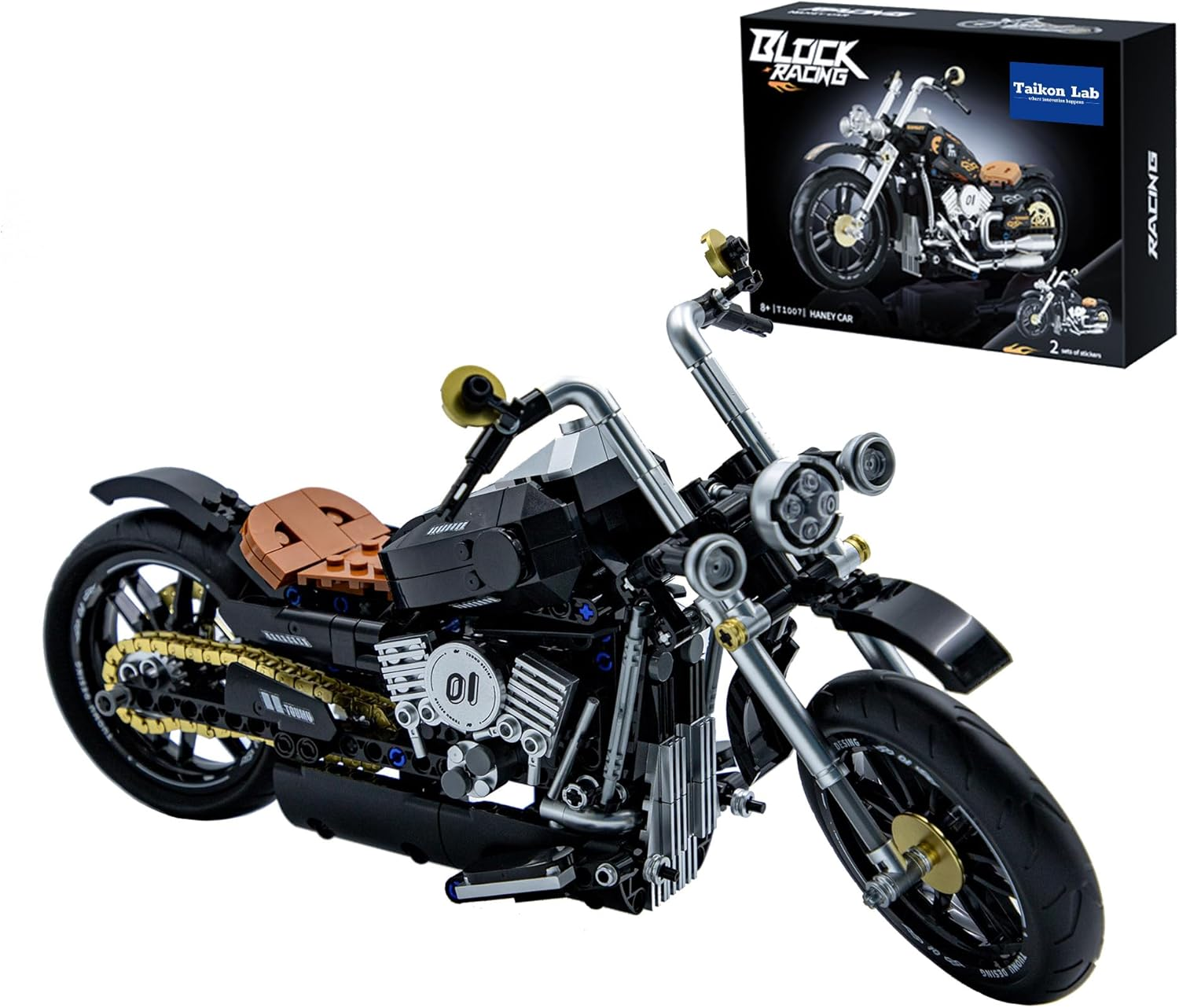 TAIKONLAB Vintage Motorcycle Building Block Toy Set, Collectable Heavy Motorcycle Building Block Model Kit, Gift for Kids and Adults (445 Pieces) image number 4