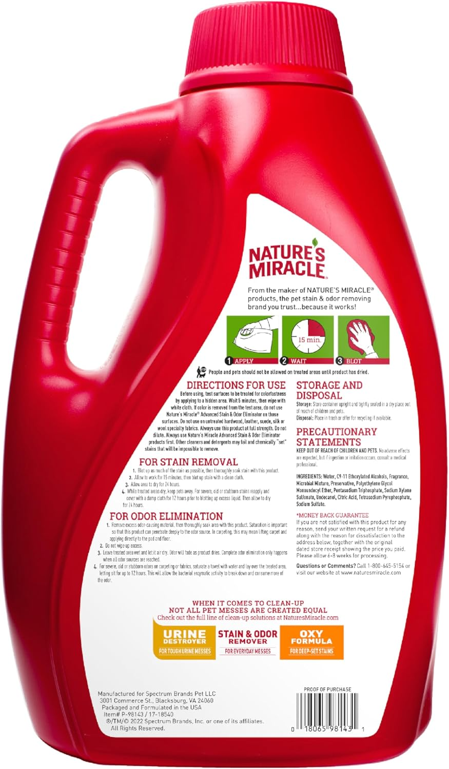 Nature'S Miracle Advanced Stain & Odour Remover Dog 3.78 LTR image number 4