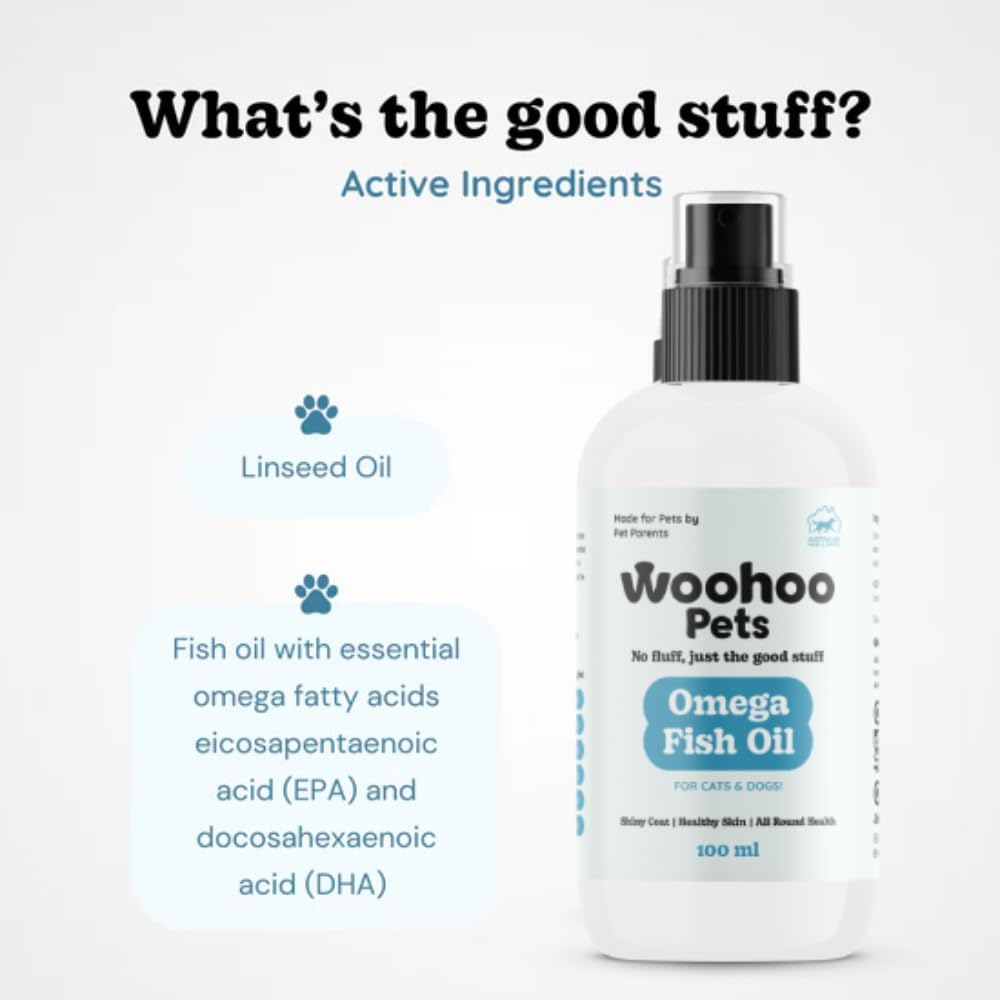 Omega Fish Oil for Dogs & Cats | Natural Supplement for Shiny Coat, Healthy Skin, Joint & Heart Support, 100Ml image number 1