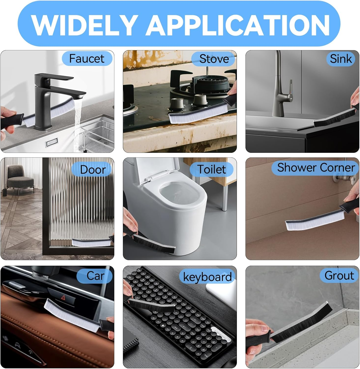 6Pcs Crevice Cleaning Brush Multi Purpose Hard Bristle Gap Cleaning Brushes Tool for Narrow Tight Spaces,Cleaning Supplies Deep Cleaning for Toilet, Faucets,Kitchen,Grout, Gap, Kitchen, Bathroom image number 3