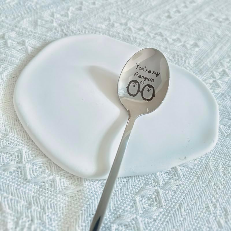 Anniversary Christmas Spoon Gifts for Couple Gifts for Boyfriend Girlfriend You Are My Penguin Gifts Spoons for Husband Wife Penguin Birthday Gifts for Him Her Coffee Spoons image number 3