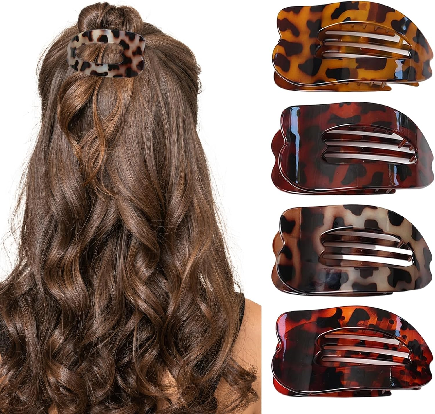 Auroriel 4 Pieces Flat Hair Clips for Women Girls Shiny Flat Crab Clips Firm Hold Hair Clips for All Hair Types Large Hair Crab Clips for Daily Use image number 5