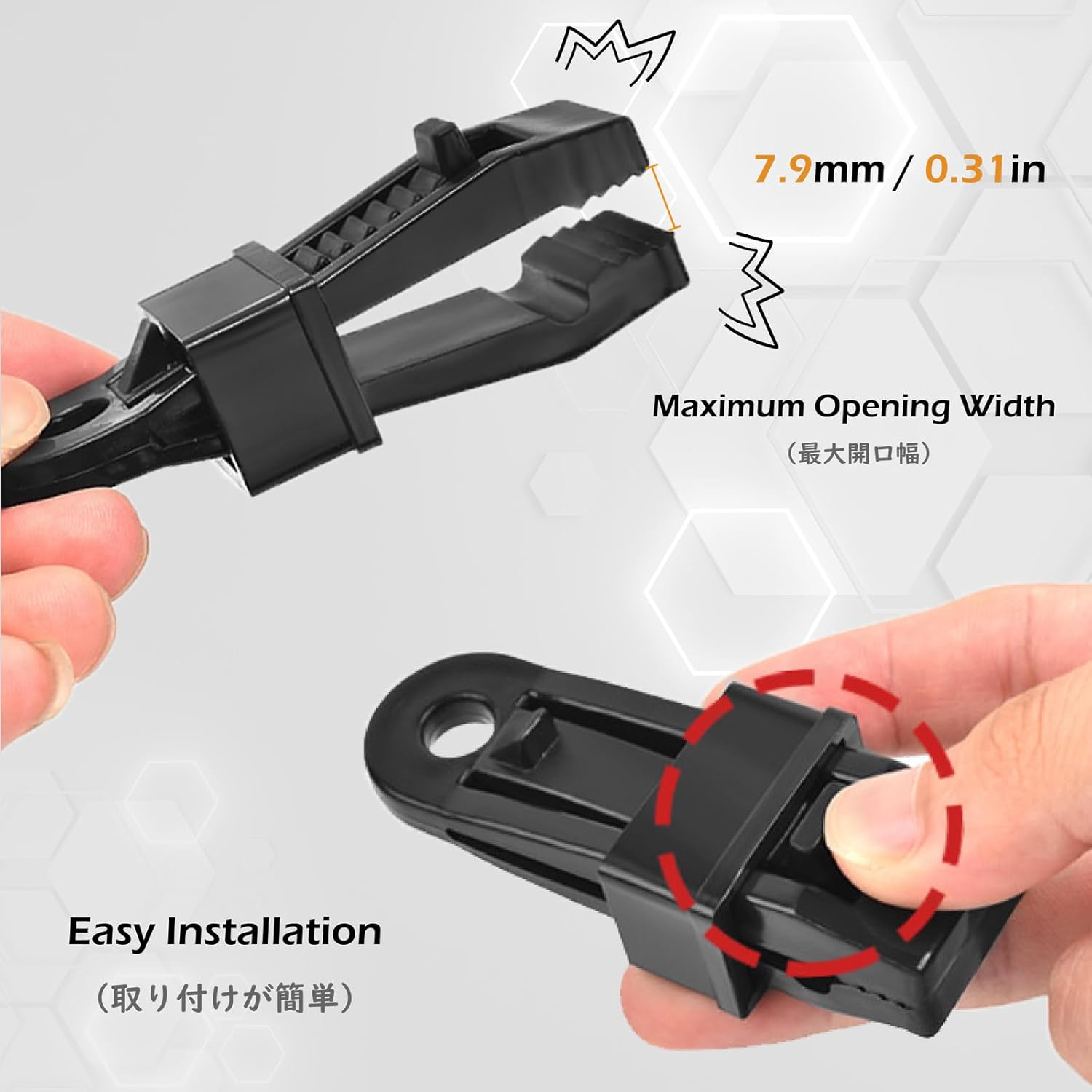 TRIWONDER 12Pcs Tarp Clips Crocodile Tent Awning Clamps Set Heavy Duty Lock Grip Instant Clip for Camping Canopy Tarps Caravan (Black - 12 Pcs) image number 3
