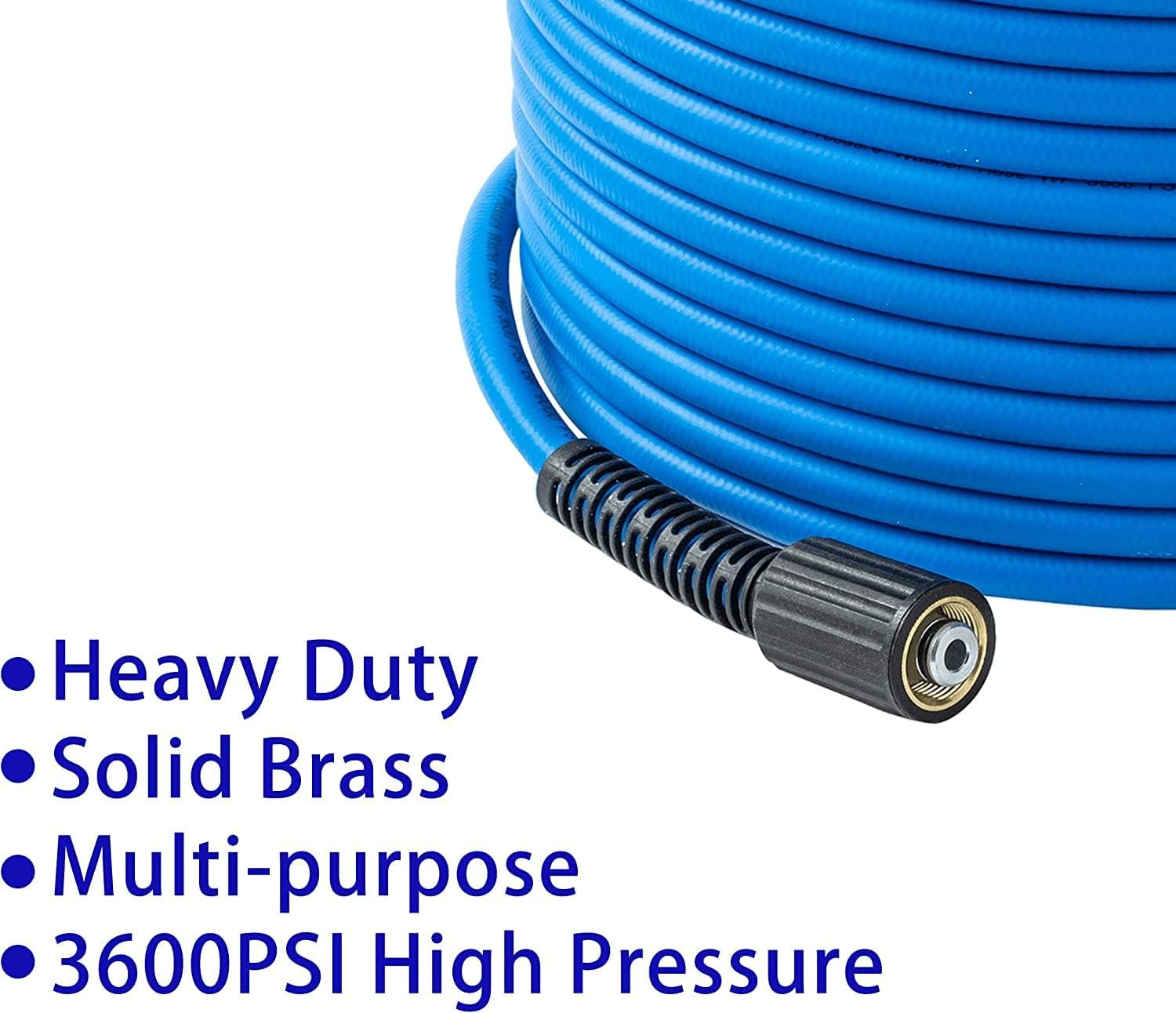 Pressure Washer Hose &ndash; 1/4" X 100 FT High Power Washer Extension Hose &ndash; Kink & Wear Resistant High Pressure Hose for Replacement &ndash; Compatible with M22 Fittings &ndash; 3600PSI image number 1