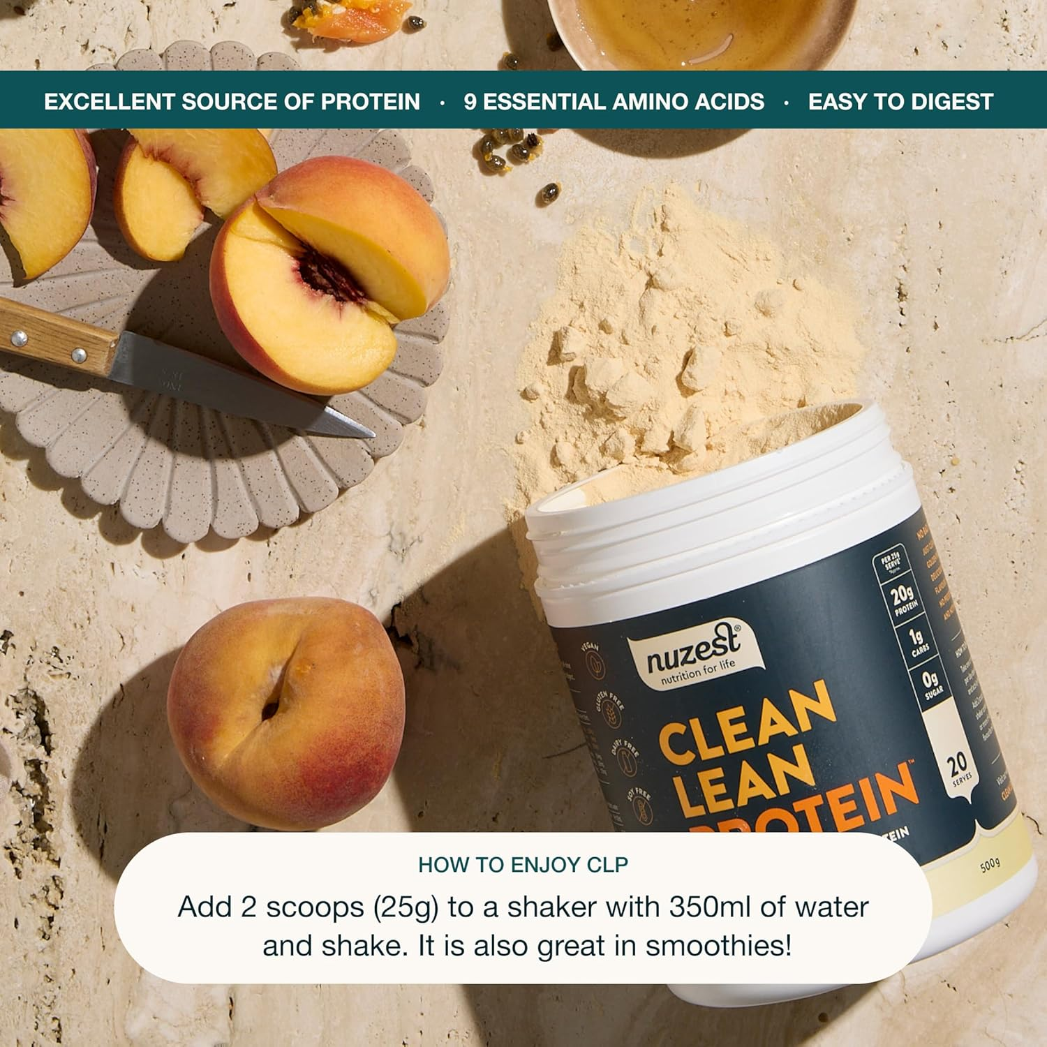 Nuzest - Pea Protein Powder - Clean Lean Protein - Vegan Protein Shake - Plant-Based Low Calorie & Low Carb - Gluten Free - Dairy Free (250G, Vanilla)