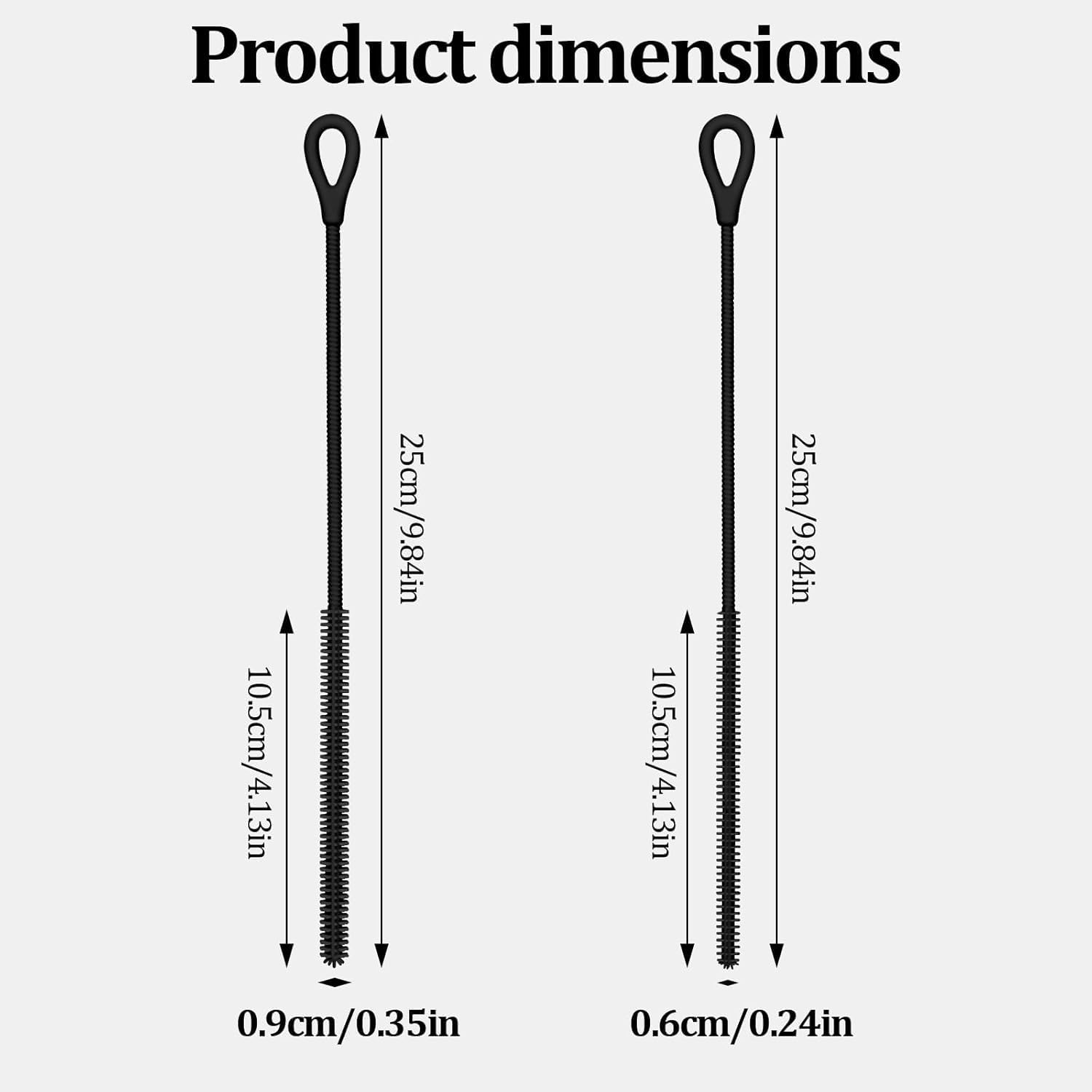 2 Pack Extra Long Silicone Straw Cleaning Brushes - Heavy Duty Reusable Straw Cleaner for Metal, Glass, Smoothie & Bubble Tea Straws - Bpa-Free Food Grade with Bendable Core (6Mm+9Mm, Black) image number 4