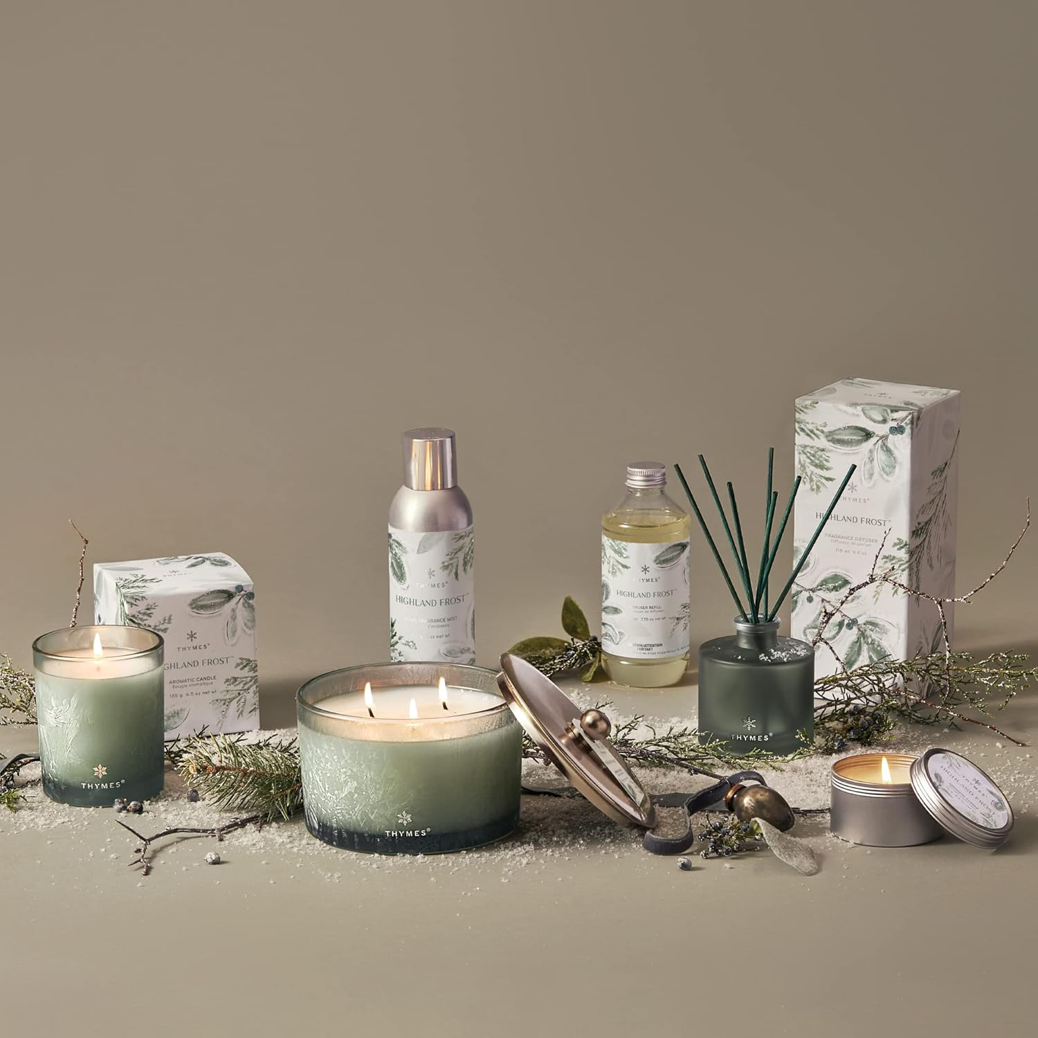 Thymes Petite Highland Frost Diffuser - Home Fragrance Diffuser Set Includes Reed Diffuser Sticks, Fragrance Oil, and Glass Bottle Oil Diffuser (4 Fl Oz) image number 3