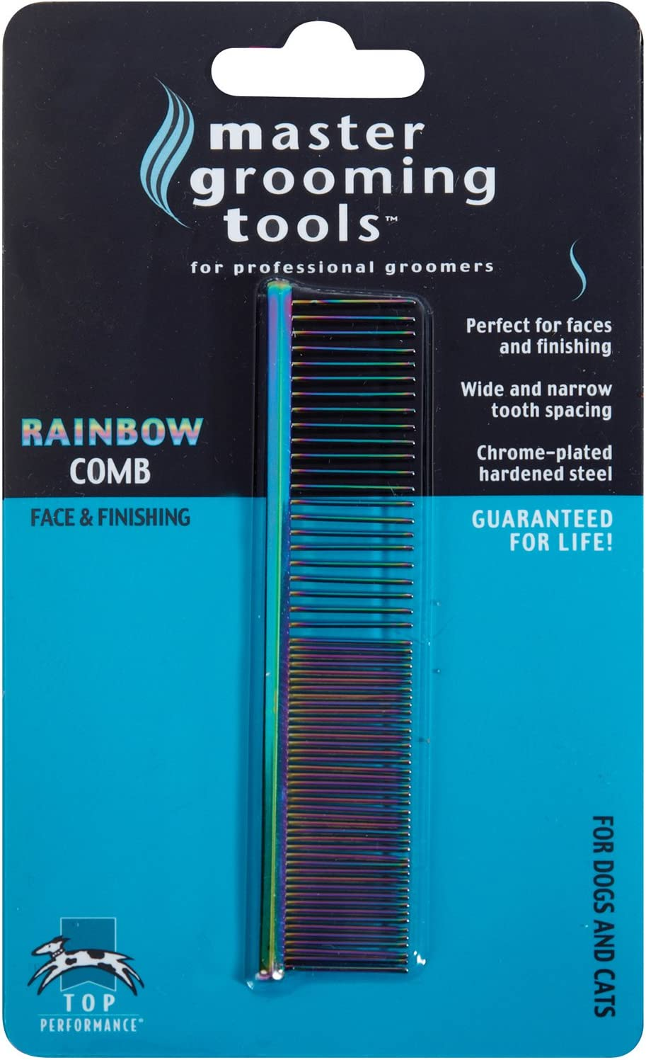 MASTER GROOMING TP5208 14 Tools Rainbow Greyhound Combs &mdash; European-Style Combs for Grooming Dogs - Medium/Coarse, 7&frac12;", Purple